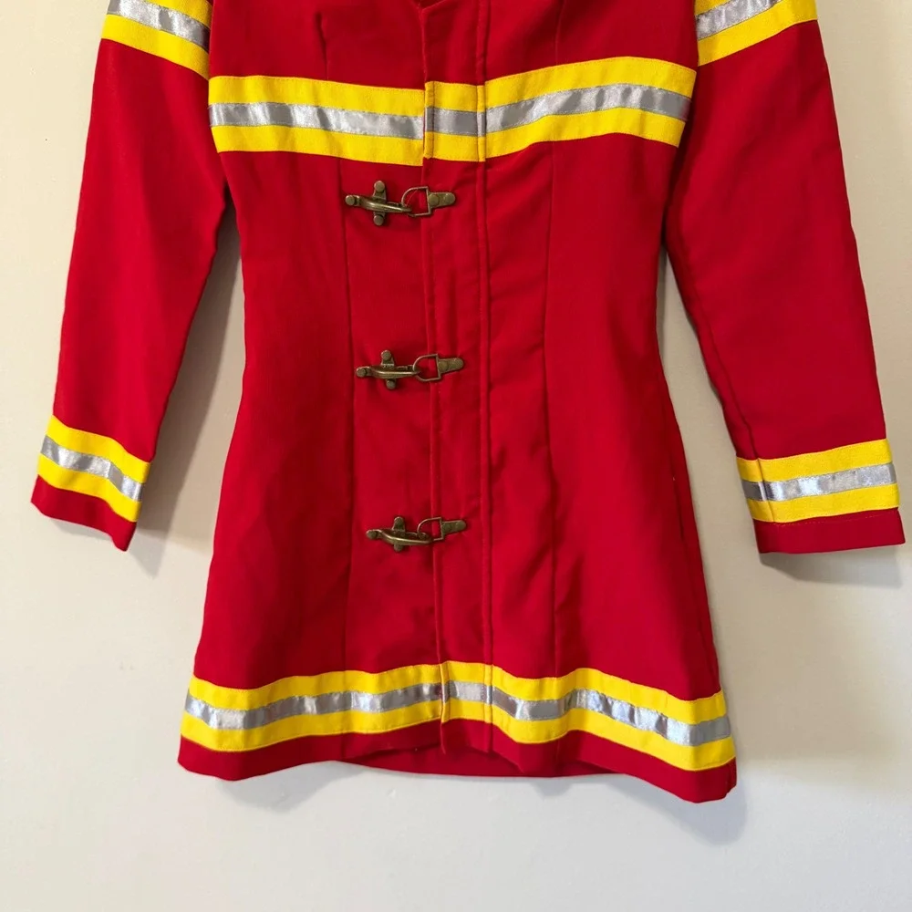 Leg Avenue Red Firefighter Costume Dress XS/S Reflective Fire Dept Patch - Picture 6 of 8